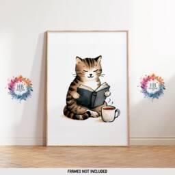 Cats Reading Print Set - Of 3 Prints - Watercolour Book Design Home Library Decor Bedroom Wall Art Books Lover Bookish Gift - thumbnail 3