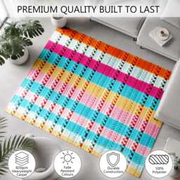 Pastel Rainbow Knitted Stripe Rug Non-Slip Soft Area Carpet Bedroom Living Room Hallway Mat Decor - Made in UK - thumbnail 3