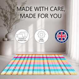 Pastel Rainbow Knitted Stripe Rug Non-Slip Soft Area Carpet Bedroom Living Room Hallway Mat Decor - Made in UK - thumbnail 2