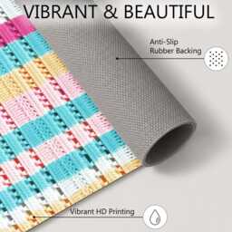 Pastel Rainbow Knitted Stripe Rug Non-Slip Soft Area Carpet Bedroom Living Room Hallway Mat Decor - Made in UK - thumbnail 4