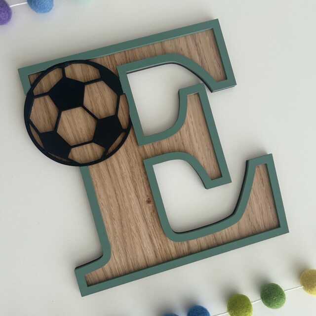 Football Letter Wall Decor For Kids Bedroom, Personalised Sports Nursery Initial Sign - image 1