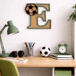 Football Letter Wall Decor For Kids Bedroom, Personalised Sports Nursery Initial Sign - thumbnail 2