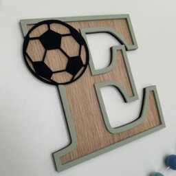 Football Letter Wall Decor For Kids Bedroom, Personalised Sports Nursery Initial Sign - thumbnail 3