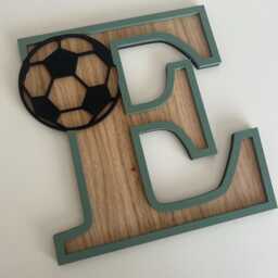 Football Letter Wall Decor For Kids Bedroom, Personalised Sports Nursery Initial Sign - thumbnail 4
