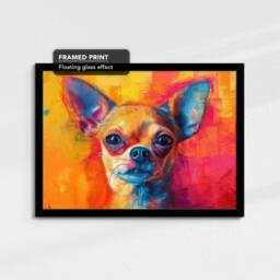 Chihuahua Abstract Painting Framed Poster Print & Canvas Wall Decor Art Bar Kitchen Room Dog Gift Idea Pet - thumbnail 2
