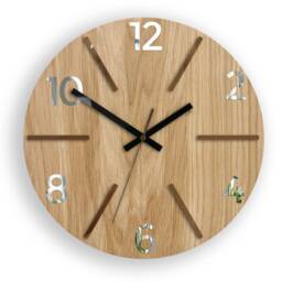 Wood Clock, Large Wall Wall Clock, Aksel Copper, Gift, Decor, Unique Wall, Oak, Clocks, Mirror Copper - thumbnail 2