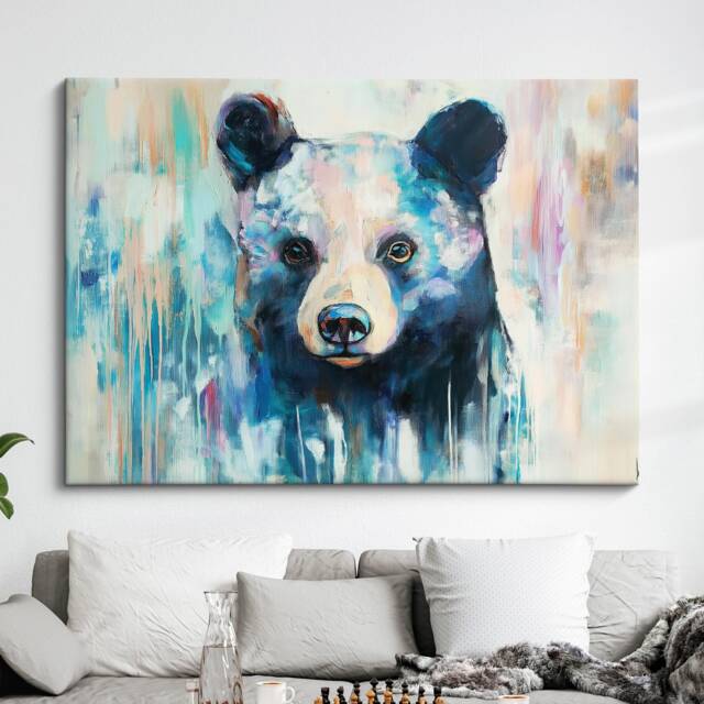 Bear Abstract Oil Painting Framed Print & Canvas Large Sizes Wall Art Poster Animal Luxury Home Decor Interior Gift Idea - image 1