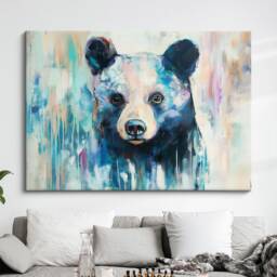 Bear Abstract Oil Painting Framed Print & Canvas Large Sizes Wall Art Poster Animal Luxury Home Decor Interior Gift Idea - thumbnail 1