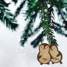 Penguins in Love Personalized Wood Ornament Couples Xmas Gift For Couple Customized - thumbnail 2