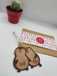 Penguins in Love Personalized Wood Ornament Couples Xmas Gift For Couple Customized - thumbnail 3