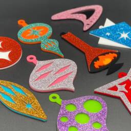 "Set Of 9 Mid Century Modern Christmas Ornaments - ""Collective Set" - thumbnail 1