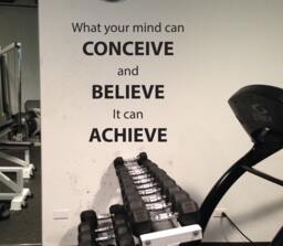 Home Gym Essentials, Ideas, Work Out Room Decor, What Your Mind Can Conceive & Believe It Achieve, Vinyl Wall Decal - thumbnail 1