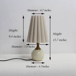 Duzy Handmade Scallop Shape Light Burlap Fabric & Ceramic Base Lamp-5# - thumbnail 2
