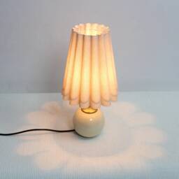 Duzy Handmade Scallop Shape Light Burlap Fabric & Ceramic Base Lamp-5# - thumbnail 4
