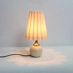 Duzy Handmade Scallop Shape Light Burlap Fabric & Ceramic Base Lamp-5# - thumbnail 1