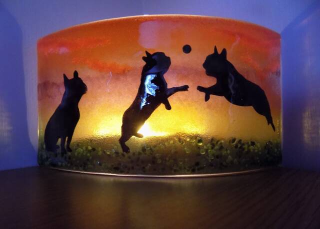 Fused Glass French Bulldog Tea Light Shade - Home Decoration - image 1
