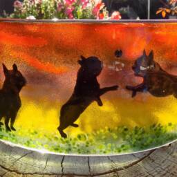 Fused Glass French Bulldog Tea Light Shade - Home Decoration - thumbnail 3