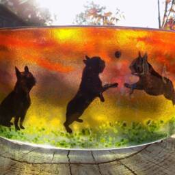 Fused Glass French Bulldog Tea Light Shade - Home Decoration - thumbnail 2