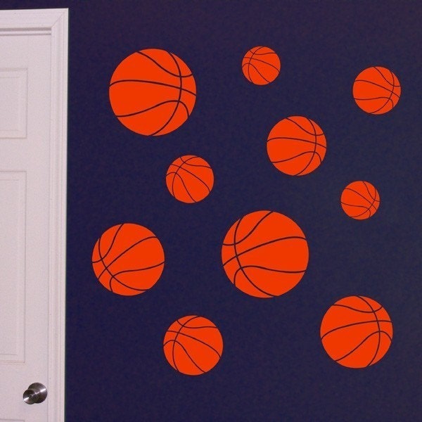 Basketball Wall Decals, Bedroom Decals, Sport Decor, Basketball Decal Set, Stickers, Vinyl Wall Art, Ball Decals - image 1