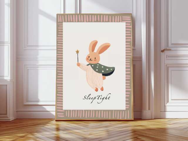 Cute Mouse Nursery Print, Sleep Tight Art, Whimsical Animal Kids Room Decor, Nursery Print - image 1