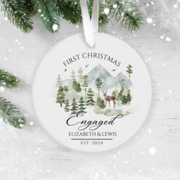 Our First Christmas Engaged, Personalised Ceramic Decoration, Ornament 2024, Personalized Ornament, 1st UK - thumbnail 1