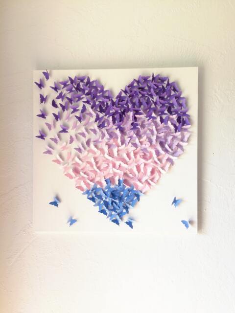 Butterfly Heart Canvas Art Lavender Pink Blue Ombre, Nursery Decor - image 1