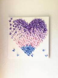 Butterfly Heart Canvas Art Lavender Pink Blue Ombre, Nursery Decor - thumbnail 1