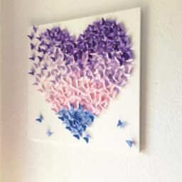 Butterfly Heart Canvas Art Lavender Pink Blue Ombre, Nursery Decor - thumbnail 3