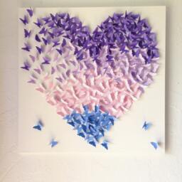 Butterfly Heart Canvas Art Lavender Pink Blue Ombre, Nursery Decor - thumbnail 2