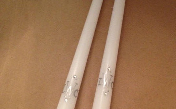 Monogrammed Candles, Wedding Taper Pair Of Two Personalized Initials, Anniversary Candles - image 1