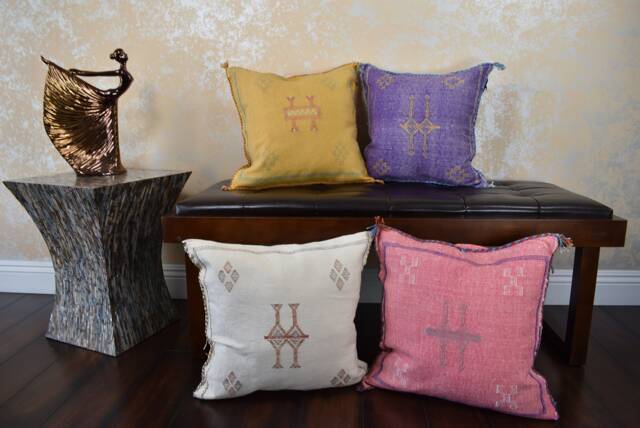 Moroccan Handmade Sabra Silk Cactus Pillow Cover, Handmade Cover Couch Accents Bedroom Pillow Kilim Silk Case With Zipper - image 1