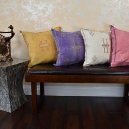 Moroccan Handmade Sabra Silk Cactus Pillow Cover, Handmade Cover Couch Accents Bedroom Pillow Kilim Silk Case With Zipper - thumbnail 2