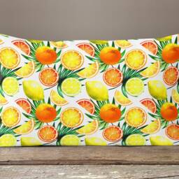 Floral Yellow Lemon Rectangular Pillow Case/Lemon Home Decor Cushion Cover/Lemon Striped Citrus Top/Summer Trend - thumbnail 2