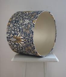 William Morris Snakeshead Indigo & Hemp. Luxury Lamp Shade. Bespoke. Handmade Table Or Pendant Drum Shades in 20cm, 30cm & 40cm