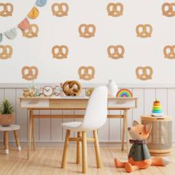 Pretzel Wall Decals - Neutral Nursery Decor, Reusable Stickers, Watercolor Kids Room Art - thumbnail 4