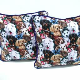 Puppy Love Pillow, Blue Velvet Dog Lovers Doggie Accent Pillows With Trim, Gift For Her Or Him - thumbnail 2