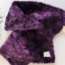 Purple Lovey Blanket, Minky Baby Girls Faux Fur Lovey, Tag Double Ready To Ship - thumbnail 2