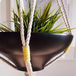 Macrame Plant Hanger, Hanging Planter, Color Block, Yellowno Tariffs/Fees To Usa - thumbnail 3