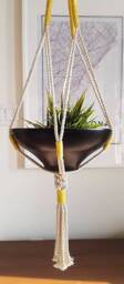 Macrame Plant Hanger, Hanging Planter, Color Block, Yellowno Tariffs/Fees To Usa - thumbnail 2