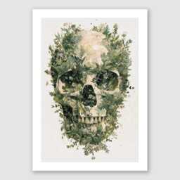 Blossoming Bones Botanical Skull Art Print - Green Plant Anatomy Wall Poster Framed & Unframed Options Available, Floral Bone - thumbnail 2
