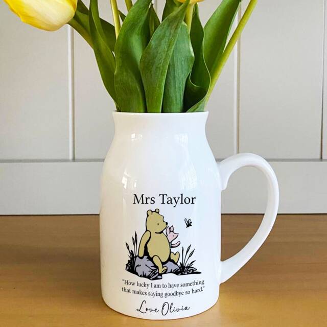 Personalised Winnie The Pooh Bud Vase, Thank You Gift, For Friend, Mum, Daughter, Sister, Aunty - image 1