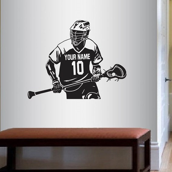 In-Style Decals Wall Vinyl Decal Home Decor Art Sticker Custom Name Lacrosse Player Boy Man Sportsman Sports Kids Room Removable Design 1583 - image 1