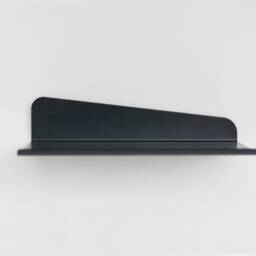 Black Floating Wall Shelf, Modern Metal Small Geometric Bookshelf, Bent Steel Picture Ledge For Bedroom, Simple Plant Shelf - thumbnail 2