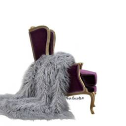 Gray Shag Faux Fur Throw Blanket, Mongolian Sheepskin Style, Usa Made