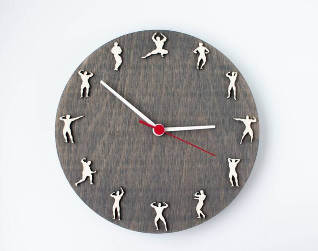 Bodybuilder Wood Wall Clock - Fitness Decor, Strong Man Gift - image 1