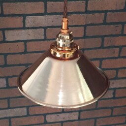 "Industrial Pendant -Copper 8"" Large Cone Shade With Patented ""Huila Electrical Connectors" - thumbnail 3