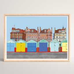 Colourful Brighton Print - Beach Huts Art & Hove Home Decor A3 A4 Or A5 Handmade - thumbnail 3