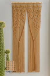 Macrame Curtain, Modern Wall Art, Door Window Macrame, Farmhouse Decor, Bedroom Valance, Bohemian Tapestry, Housewarming Gift C01 - thumbnail 1