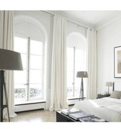 "Sale 15% Off. Pair Of White Curtain Panels, 50"" Wide By 86" - thumbnail 1