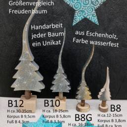Emerald Green With Emerald Stars, A Glittering Christmas Tree, Hand-Painted Made Of Wood in 4 Sizes - Selection No.2 - thumbnail 4